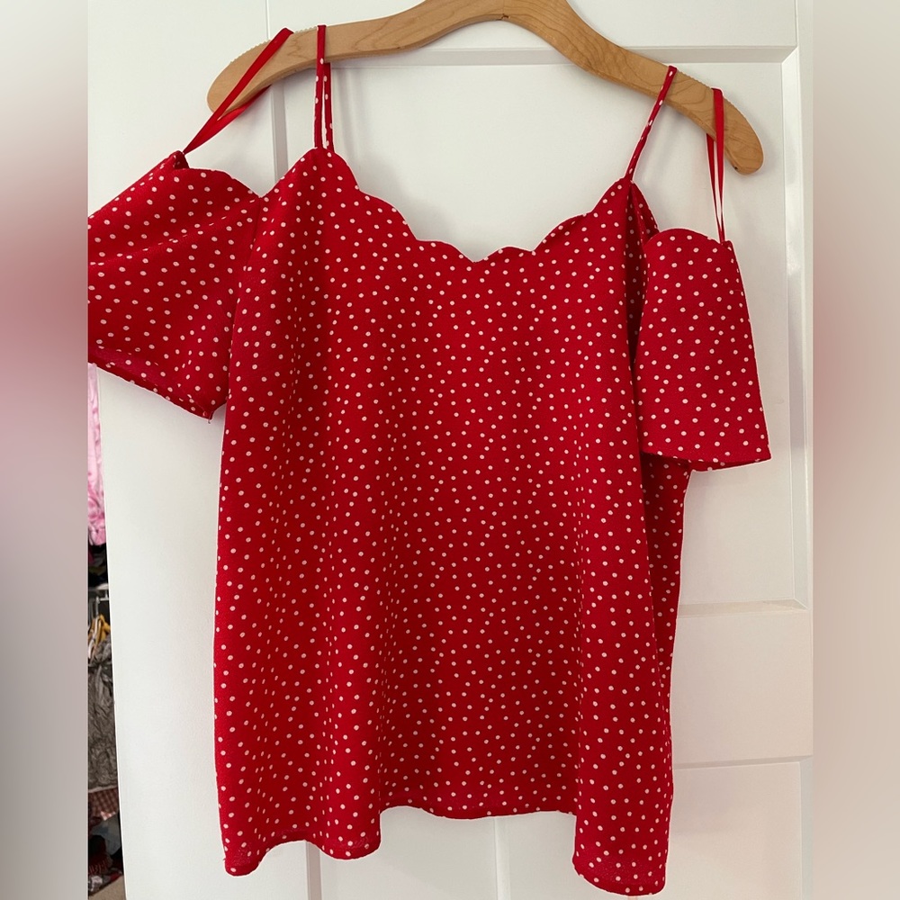 Red Cold Shoulder Blouse